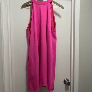 Scalloped Mini Halter Swing Dress